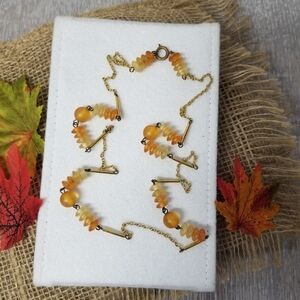 Orange ombre beaded & goldtone chain